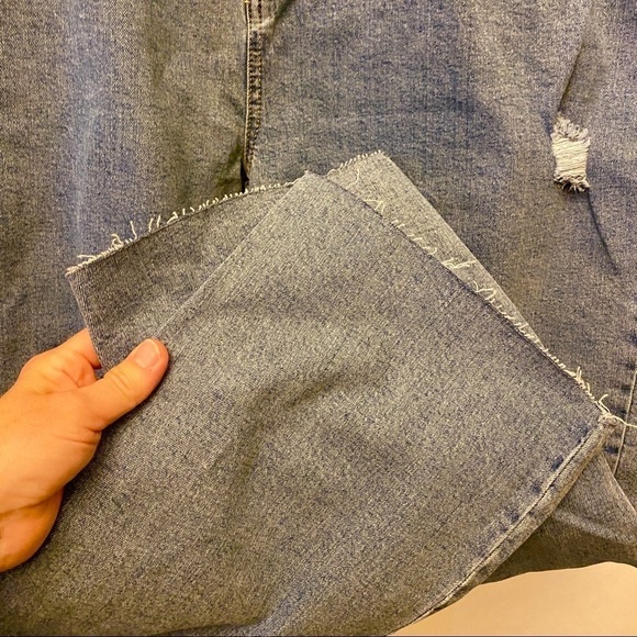 Cotton:On NWT 18 Plus High Rise Straight Jeans Cut Offs, Stretch, Distressed - Picture 7 of 12